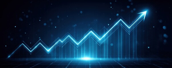 Concept of increasing the ability to scale business growth. A vibrant digital graphic depicting a rising line graph, symbolizing growth and success in financial or data analytics.