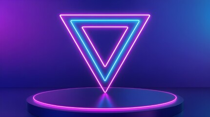 3d abstract neon light podium background