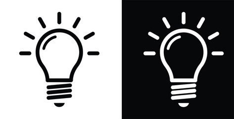 Black and white light bulb icons showing idea concept