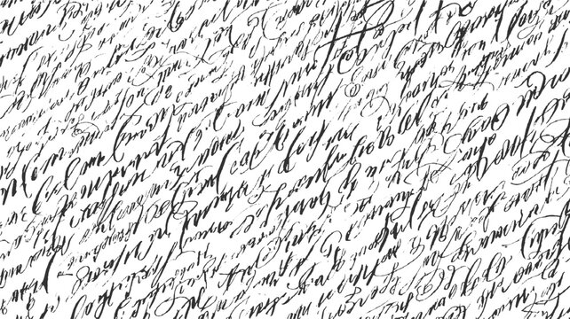Black ink cursive script handwriting pattern on white background vector