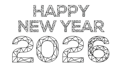 Happy New Year 2026. Vector image consisting of dots and lines.