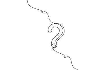 Continuous line profile with question mark conceptual minimalist design

