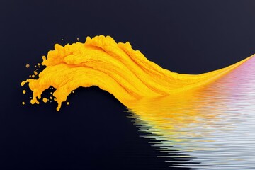 Yellow Fabric Wave Reflected in Water