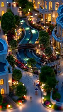 Enchanting Nightscape - A Serene Canal Cityscape Illuminated.