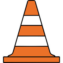 Orange and White Traffic Cone With Reflective Stripes Warning Safety Construction Zone Alert