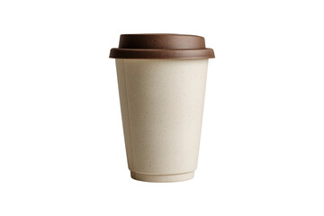 reusable eco-friendly coffee cup with lid isolated on transparent background, cut out, PNG