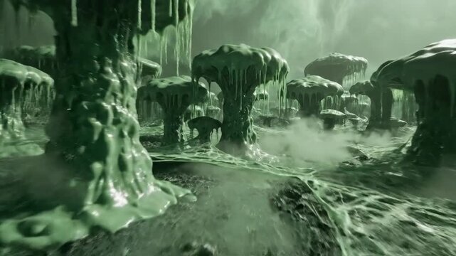 Sci-Fi Biofilm Landscape Bacterial Slime Canyon