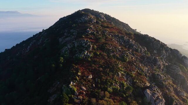 Granite Mountains Of Monte Louro In The Province Of A Coru&ntilde;a, Galicia, Spain. Aerial Drone Shot