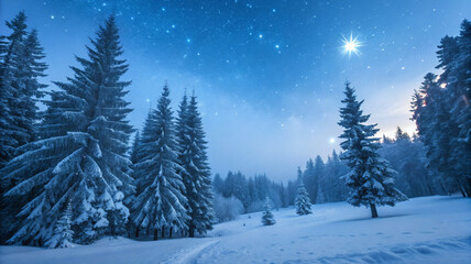 Starlit Snowy Forest