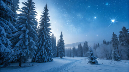 Starlit Snowy Forest