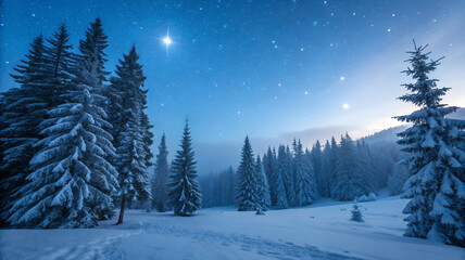 Starlit Snowy Forest