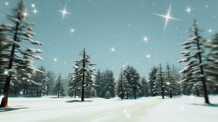 Starlit Snowy Forest