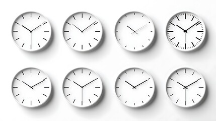 Minimalist wall clocks design isolated on the white background 