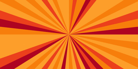 Abstract seamless sky glowing sunburst ray explosion summer wallpaper. retro orange and red bright sunbeam cartoon light spiral banner texture design.