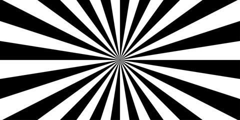 sunburst pattern white and black design. Vintage sunrays illustration swirl line. sun beam vector banner design pop art comic burst gradient concept pattern.	