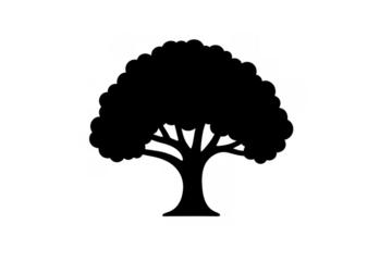 Tree silhouette icon representing nature, ecology, environment, growth, and sustainable development on a transparent background