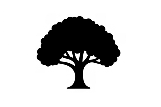 Tree silhouette icon representing nature, ecology, environment, growth, and sustainable development on a transparent background - Powered by Adobe