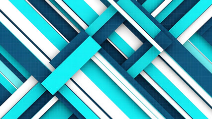 Modern abstract geometric background design featuring dynamic intersecting cyan and dark blue striped lines.