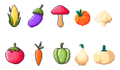 Pixel Art Food, Drinks & Celebration Items Elements Collection