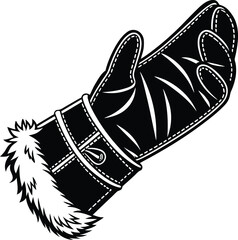 Santa s mittened hand silhouette isolated on white background