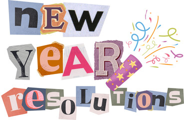 Colorful Cutout Paper New Year Resolutions Celebration Party Design