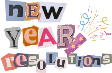 Colorful Cutout Paper New Year Resolutions Celebration Party Design