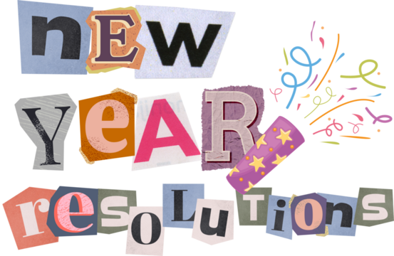 Colorful Cutout Paper New Year Resolutions Celebration Party Design
