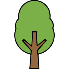 Obraz premium Simple stylized green tree with brown trunk and branches against a solid black background representing nature and growth illustration