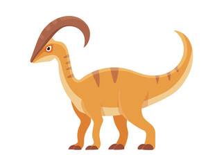 Parasaurolophus dinosaur. Flat vector clipart, illustration with isolated background.