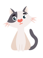 Cute cat. Flat vector clipart illustration with isolated background.