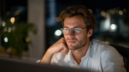 A tech support engineer troubleshooting server issues from a home office at 3 a.m., smartphone alerts glowing in the dark — remote IT support, continuous uptime management, and modern 24/7 tech