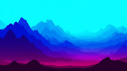 Synthwave abstract mountain landscape background with colorful layers vibrant neon blue and purple gradient illustration