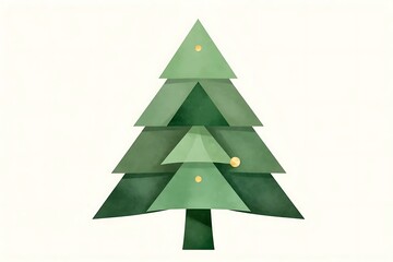 Fototapeta premium シンプルな緑のクリスマスツリーとゴールドの装飾