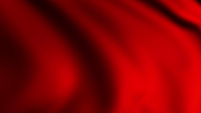 Red silk moving waves on wind, satin and fabric seamless 4K loop video animation, red flag in the wind 3D animation.