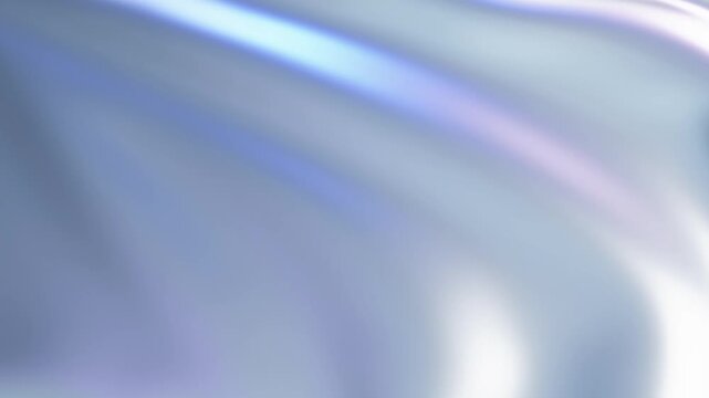 Silvery white silk moving waves on wind, satin and fabric seamless 4K loop video animation, silver flag in the wind 3D animation.