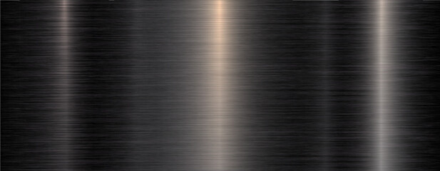 Obraz premium Brushed metal black texture background, shiny lustrous dark gray metallic pattern background.