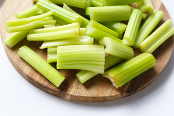 Fresh cut celery, raw celery stem