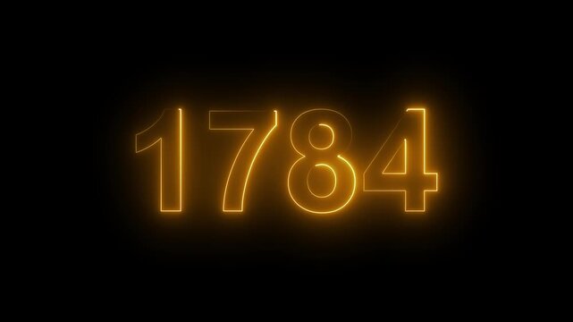 1784 Glowing Neon Line Text Animation, Powerful Abstract Neon Number Design in Stunning 4K Highlighting the Iconic and Important Year important date 1784.