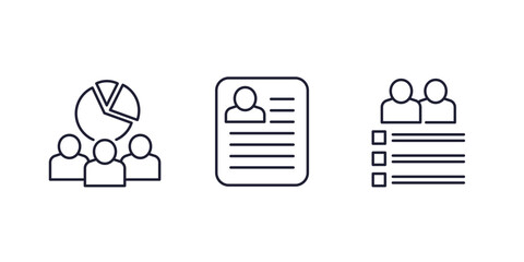 Customer demographics line icons on white