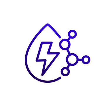 Electrolyte line icon with water drop, vector