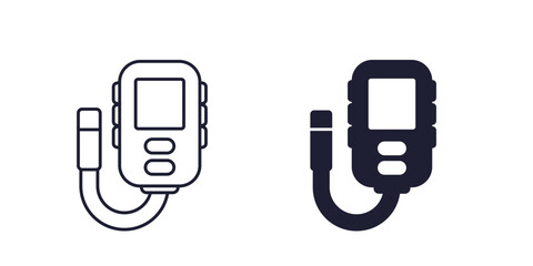 thickness meter icon, line and solid design on white © nexusby