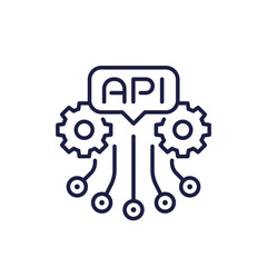 Obraz premium API icon, application programming interface line design on white