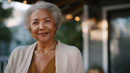 A community leader walking door-to-door after a storm, checking on elderly neighbors and coordinating volunteers with a warm, reassuring smile — local resilience, compassionate leadership, and