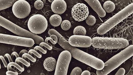 Diverse Bacterial Forms Under Scanning Electron Microscope