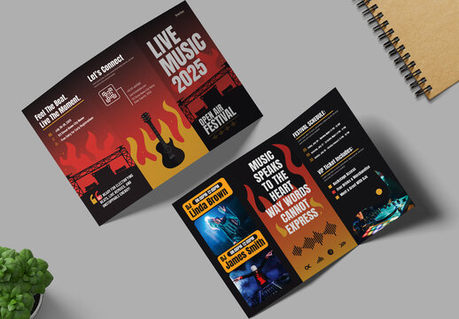 Music Festival Trifold Brochure Template Design
