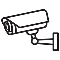 Monochrome Line Art Security Camera Icon with Wall Mount Design