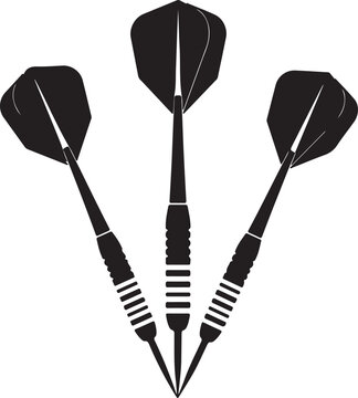 Three black darts arranged in a triangular composition against a white background, vector silhouette illustration