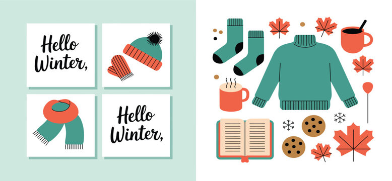 Cozy Winter Essentials Illustration Set