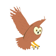Cute owl vector flat illustration 