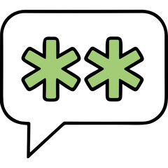 Obraz premium Speech Bubble With Two Asterisk Symbols In Light Green Color And Dark Outline White Background Isolated